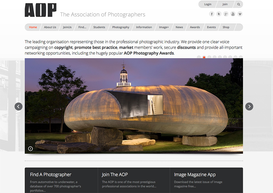 AOP Homepage, July 2015